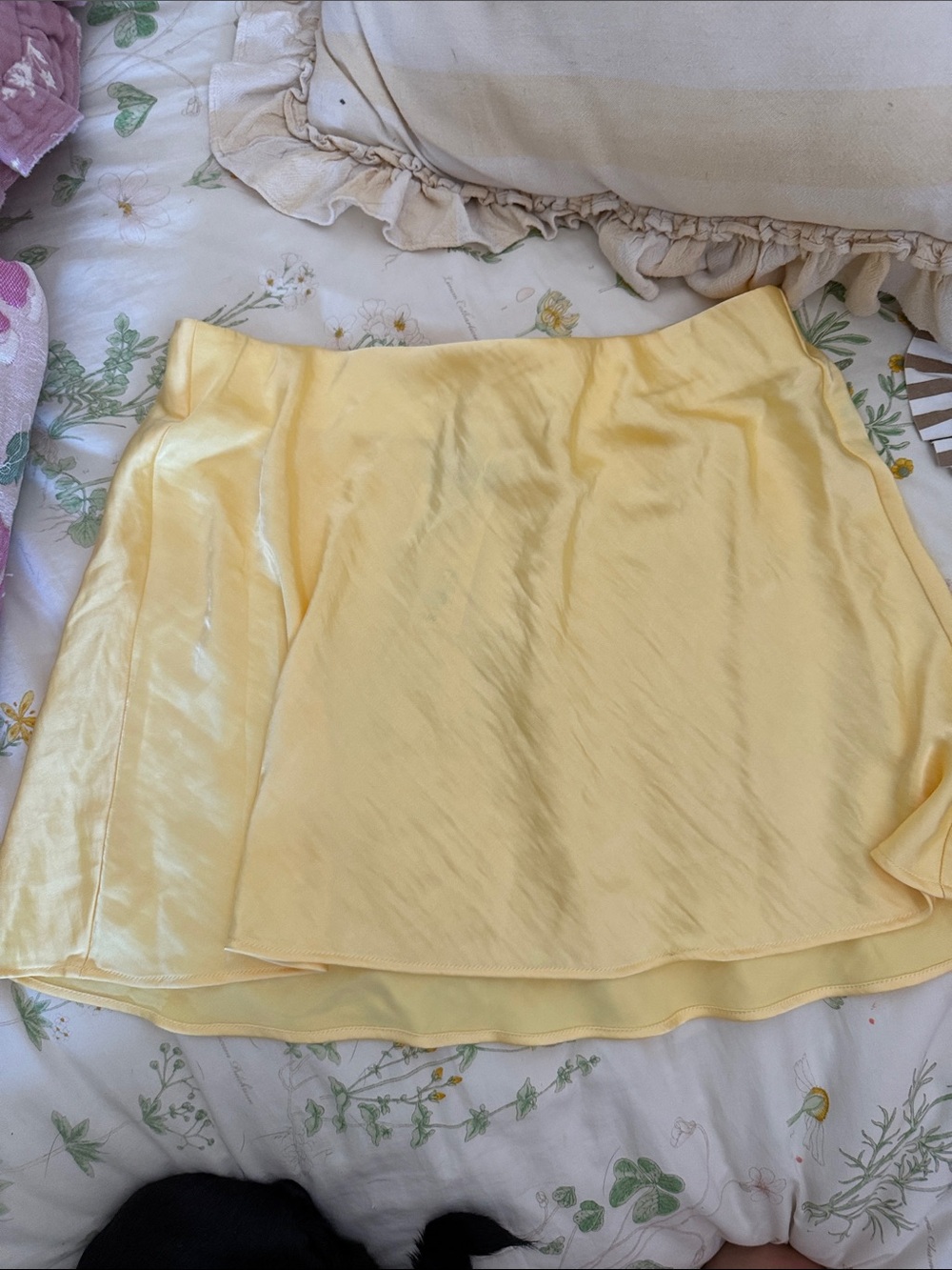a new day Pale Yellow Satin Mini Skirt
